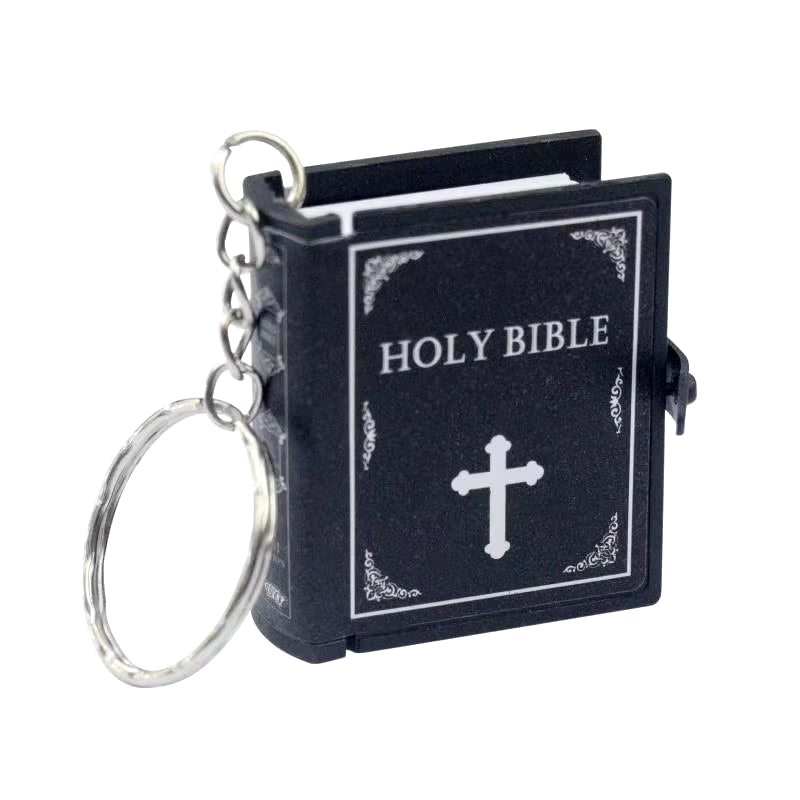 Mini English HOLY BIBLE Keychains Christian Jesus Cross Muslim Keyrings Accessories Women Bag Charm Prayer God Bless Key Holder