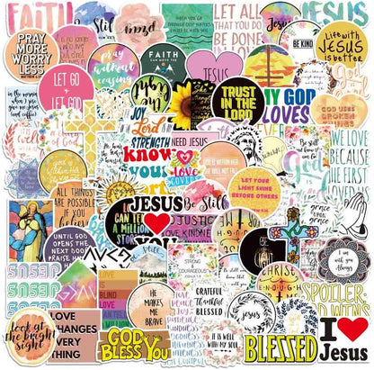 100Pcs Decoration Jesus Faith Stickers for Kids Boys & Girls