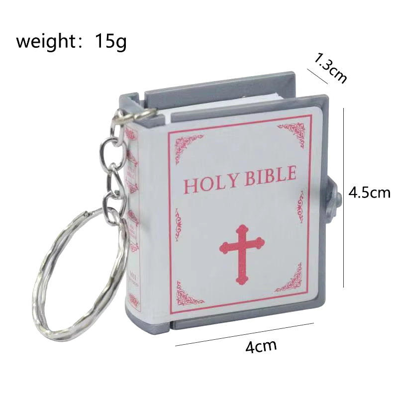 Mini English HOLY BIBLE Keychains Christian Jesus Cross Muslim Keyrings Accessories Women Bag Charm Prayer God Bless Key Holder