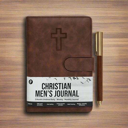 Leather Christian Bible Prayer, Study Scripture Notebook & Planner Journal for Men - Provision For The Vision